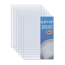 6 Pack 8.5" x 14" Rigid Print Protectors, Clear Waterproof Hard Plastic Page ...