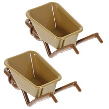  2pcs Diy Assembly Small Trolley Model Mini Cart Model Mini House Decorative