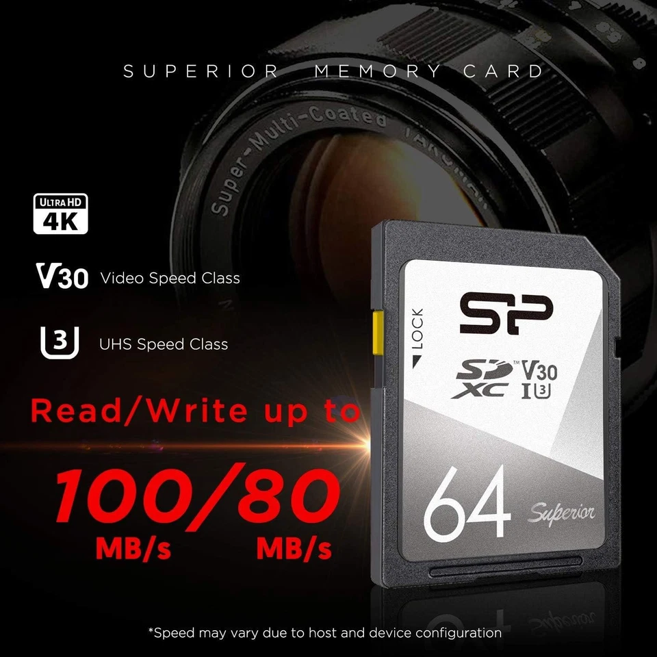 Silicon Power 64GB Superior UHS-1(U3) V30 SD Memory Card - Image 3 of 4