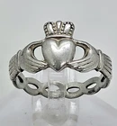 Vtg 925 Sterling Silver Claddagh Ring Signed Solvar Ireland SD Sz 6.75 Sz 7