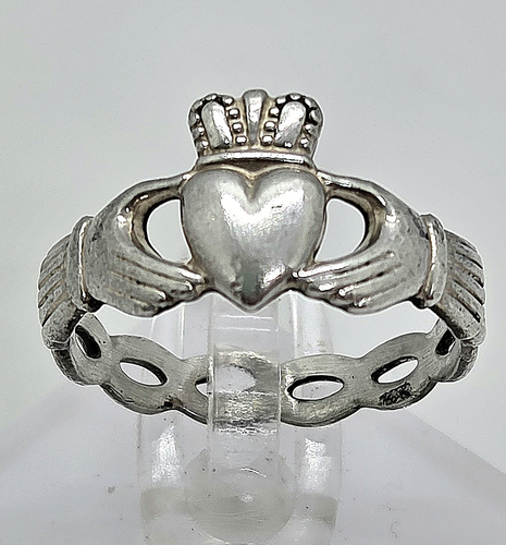 Vtg 925 Sterling Silver Claddagh Ring Signed Solvar Ireland SD Sz 6.75 Sz 7 - Picture 1 of 11