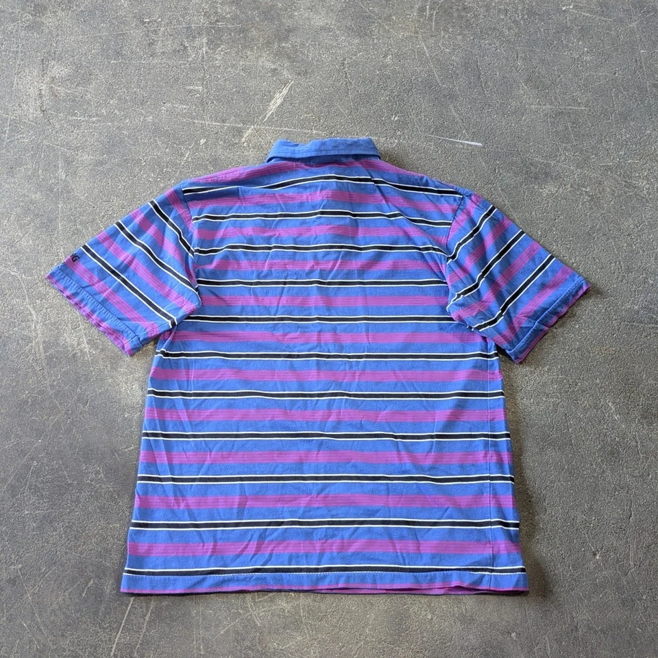 Vintage Spalding Golf Polo Shirt Size L Blue Striped Short Sleeve Summer 90s - Image 4 of 4