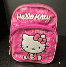 Hello Kitty Girls Pink/White Canvas Backpack Zip Adjustable Strap Bottle Pocket