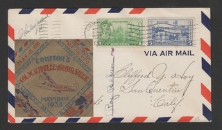 US 1938 National Airmail Week NAMW Compton CA signed by pilot
