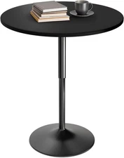 Athena Collection Bar Table Modern round Cocktail Table Height Adjustable, Tall 