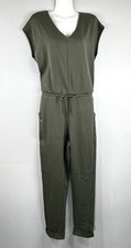 Patagonia Organic Cotton Roaming Jumpsuit Womens Small Green Cutaway Back