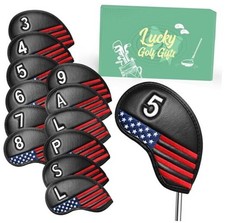 Golf Club Covers Iron Value 12 Pack Stylish Synthetic Leather USA Flag