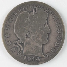 1914 Barber Silver Half Dollar 50c Good Details Better Date