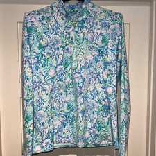 Lilly Pulitzer Luxletic Marion 1/2 Zip UPF 50 XS Surf Blue Soleil It On Me NWT