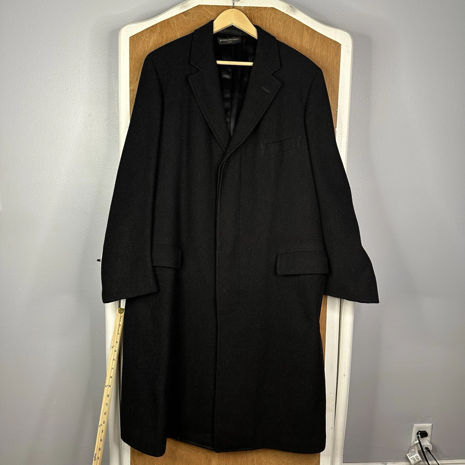 VTG Brooks Brothers Coat Mens 40 Long (Tagged 39) 1950s Overcoat Topcoat Wool - product detail image 2