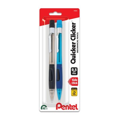 Pentel Quicker Clicker Mechanical Pencil, 0.50 mm, Assorted, 2 Per Pack PD345...