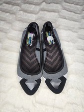 Skechers Cleo-Sherlock-Engineered Knit Flat Shoes Bkack White - Women's 8.5 NWOB