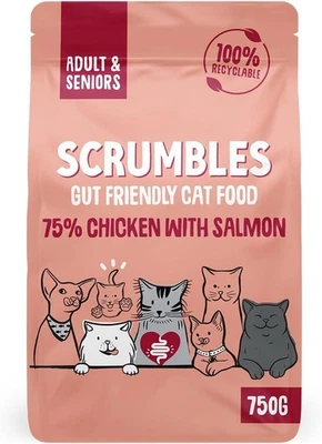 Scrumbles All Natural Dry Cat Food With 75% Chicken and Fresh Salmon, High Prot