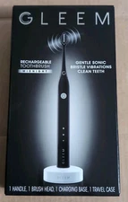 GLEEM Rechargeable Electric Toothbrush Midnight Black w/ Travel Case NEW Sealed