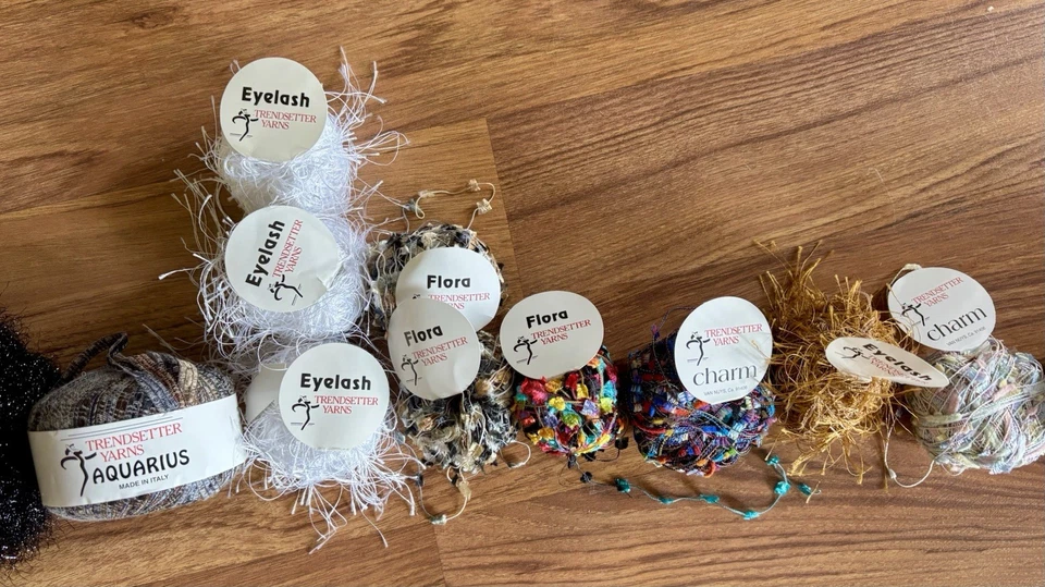 Trendsetter Yarns Aquarius, Flora, Charm, Eyelash, Aura, Binario Lot 13 Pieces - Image 3 of 4