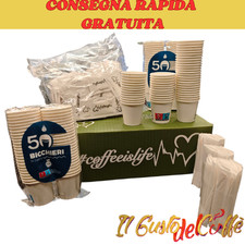 KIT ACCESSORI CARTA O PLASTICA PER CAFFE': 150 BICCHIERI 150 BUSTINE 150 PALETTE