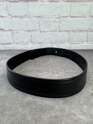 Vintage Gucci Grommet Black Leather Wide Belt 144195 85/34 