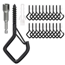 20 PCS Screw Hooks with Safety Buckle, Heavy Duty Ceiling Hooks