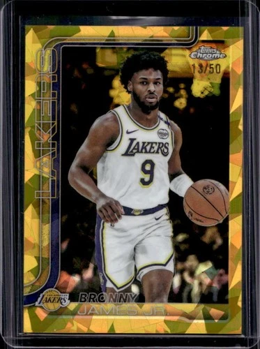 2025-26 Topps Chrome Sapphire Bronny James Jr. Gold Refractor #/50 Lakers