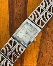 Rumours Watch Women Silver Tone Silver Dial Tank Style Quartz 19mm New Battery