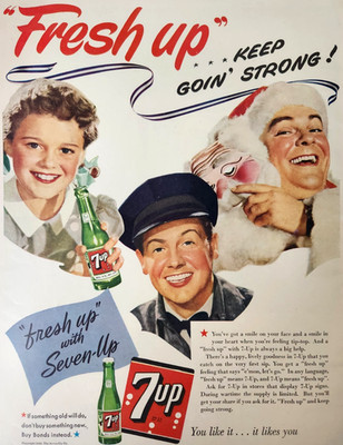 Fresh Up Family 7 Up Seven Soda Pop Vintage 1943 Ad Magazine Print
