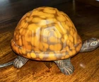 Vintage Turtle Lamp Amber Glass Shell Bronze Lamp Night Light Tiffany Style