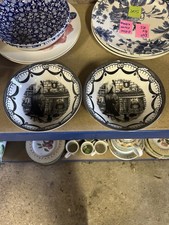 Royal Stafford Hexe vor Kamin M&uuml;slischalen X2. BRANDNEU. Halloween.