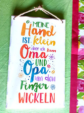 Kleinkinder Wandspruch Bild Geschenk Pressholz für Oma u Opa Deko Top