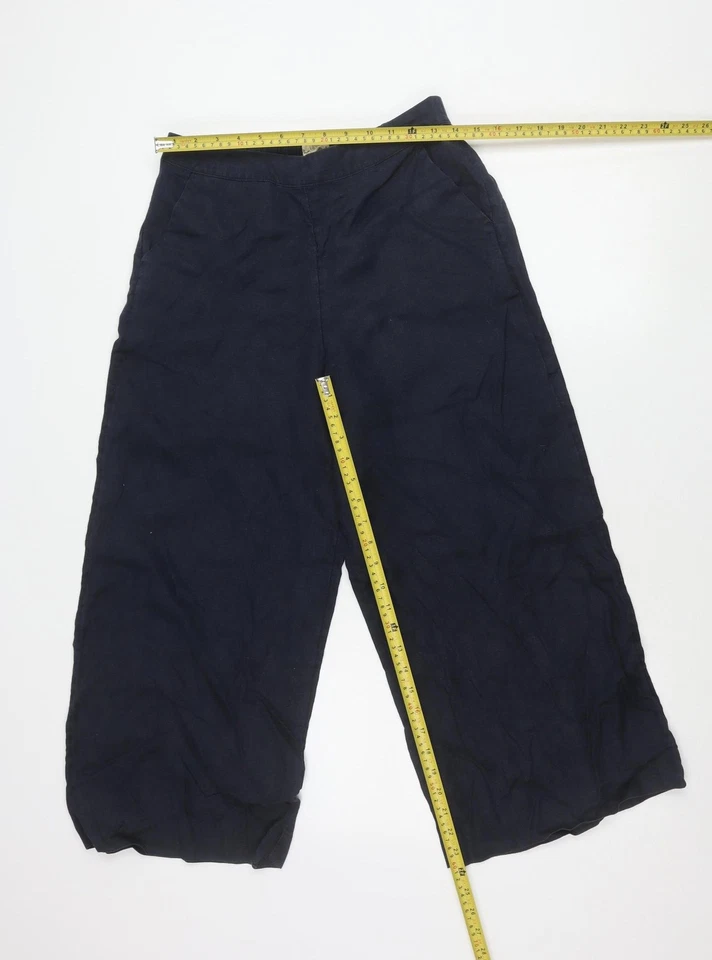 Phase Eight Women’s Black Linen Cropped Wide Leg Trousers UK 10 - Image 2 of 4