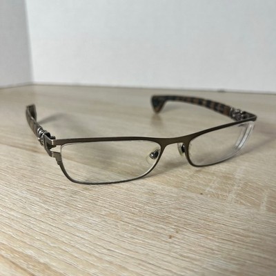 Chrome Hearts M.Diver MDB-DZ Eyeglasses Gray Brown Soft Leather FRAME ONLY 54-15