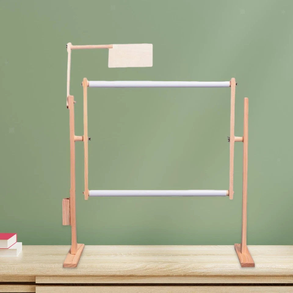 Embroidery Hoop Holder Cross Stitch Stand Wooden Adjustable Height Design - Image 2 of 4