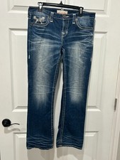 Big Star Maddie Boot Cut Blue Stretch Denim Western Jeans Size 30R Cowgirl