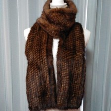 Mink Fur Stole Brown 176cm x 15cm Used Elegant Gift