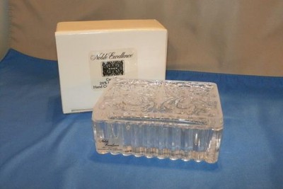 Noble Excellence Small Playing Card Lift Off Lid 24% Lead Crystal Box NIB NOS