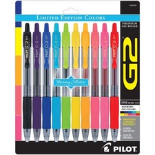 G2 Premium Retractable Gel Ink Pens, Fine Point, Assorted Ink, 10 Count