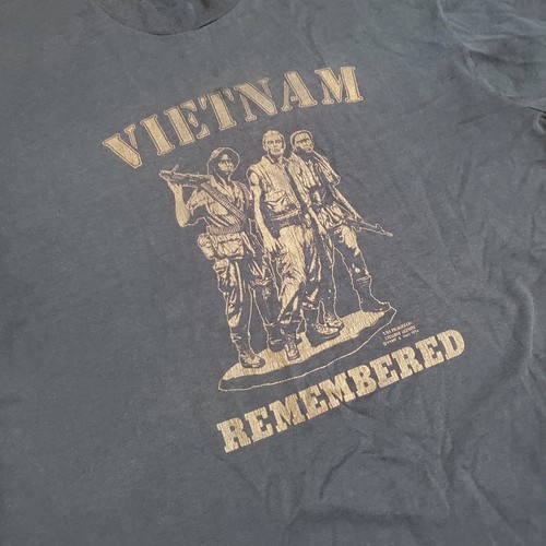 Vintage 80er Vietnam T-Shirt Herren XL schwarz American Military Grafik Tee War - Bild 2 von 9