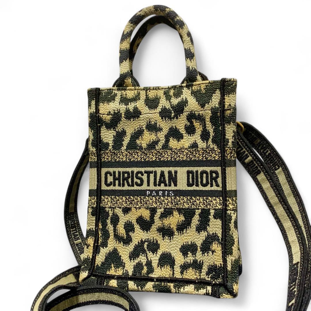 Christian Dior Mini Leopard Print Book Tote Phone Bag