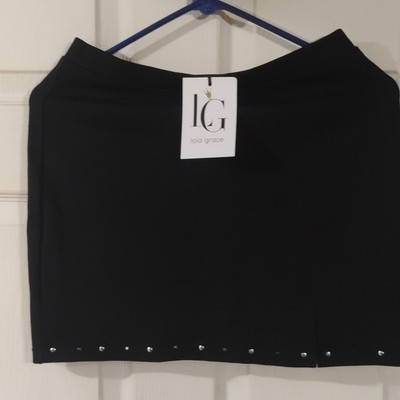 Lola Grace Black Studded Straight Pencil Short Skirt Regular Size S Women