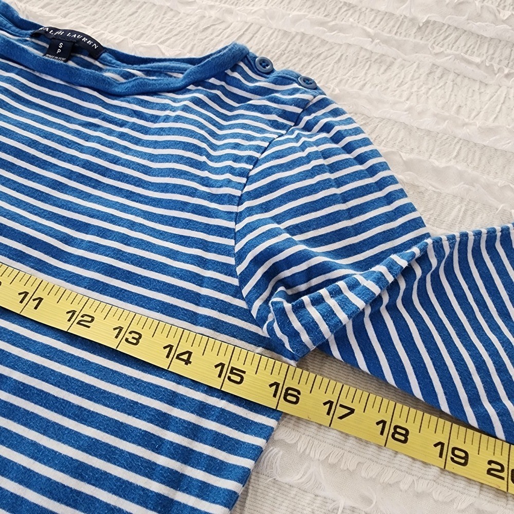 Ralph Lauren Striped Boatneck Pima Cotton Top Sz Small Nautical Sailor Quiet Lux thumbnail 4