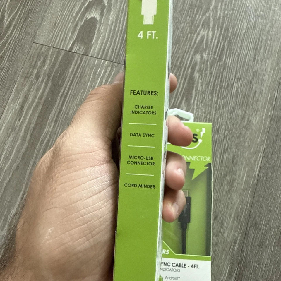 Hottips LED Indicator Charge & Sync Cable 4Ft. Micro USB Connector Black Android - Image 2 of 4