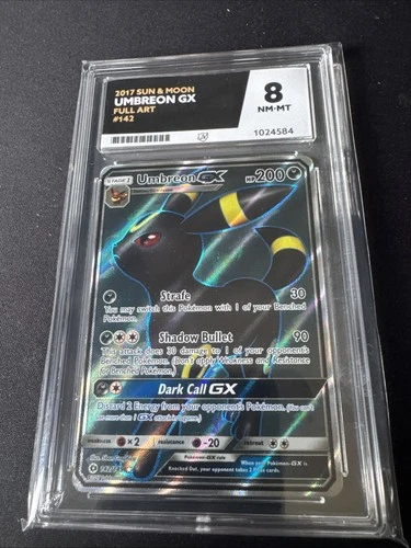 2017 Sun & Moon Umbreon GX Full Art #142 Ace 8 No Reserve Pokemon Card