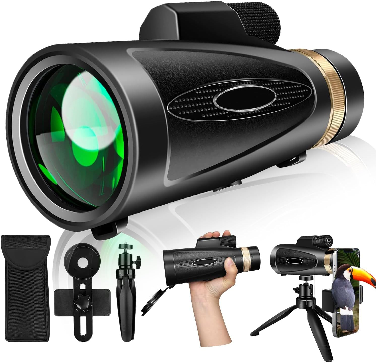 80X100 High Power Monocular Telescope with Smartphone Adapte