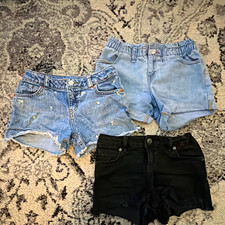 Cat Jack Girls Denim Shorts Lot of 3, Size M 7/8 , Blue/Black Floral
