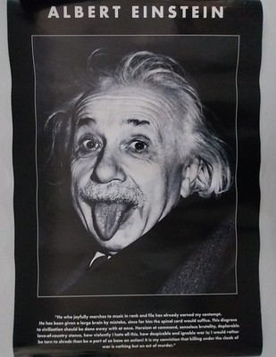 Albert Einstein Tongue-Out quote rare Black-and-White poster 36x24