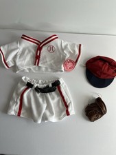 Build a bear Baseball outfit jersey, pants, Hat, glove White Red BAB Workshop