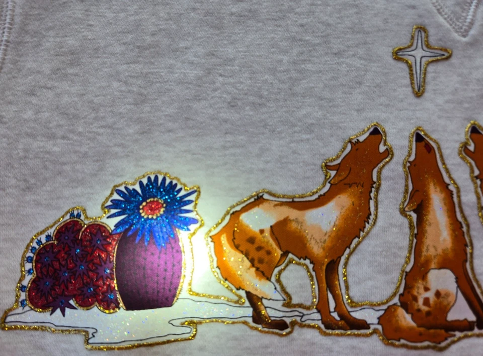 Laura Scott Women's XL Long Sleeve Sweatshirt Southwest Glittery Christmas Top - Image 3 of 4