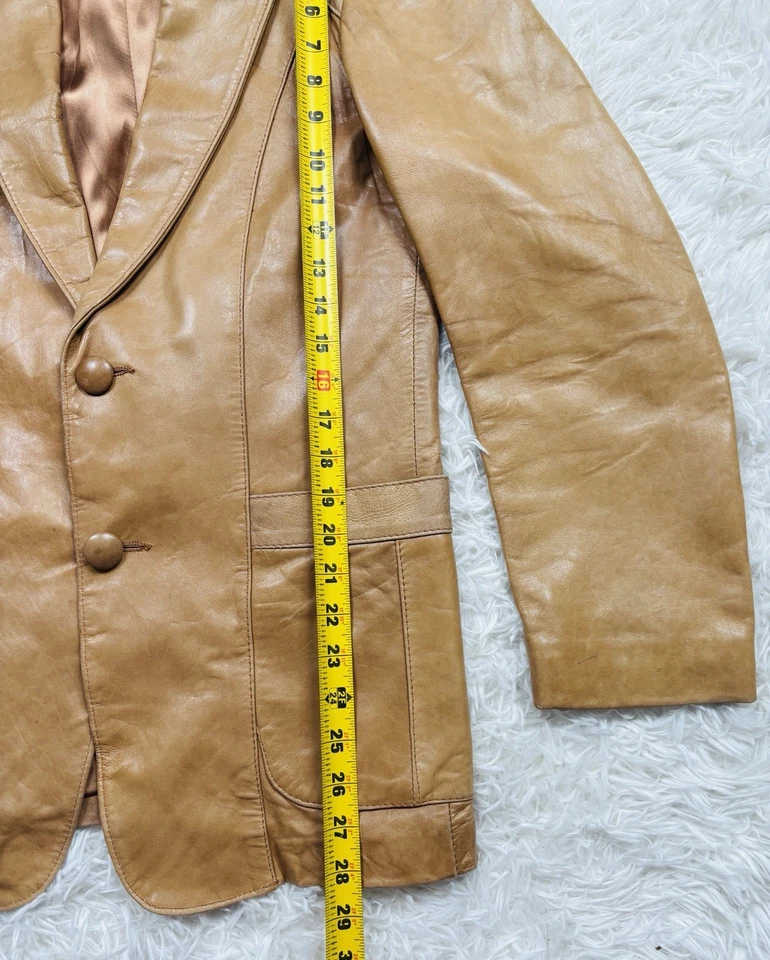 Cuero Adler vintage para hombre MFG. Chaqueta de cuero marrón claro Co. talla 36 Foto 4 de 4