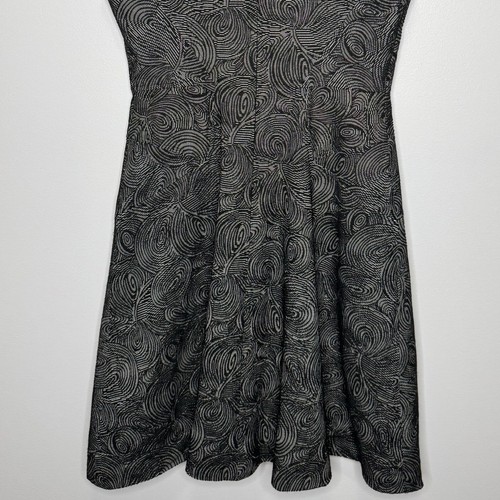Lela Rose Fit & Flare Dress Size 8 Black Textured Swirl Print Cap Sleeve Elegant - Picture 8 of 11