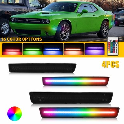 4X RGB LED Side Marker Lights For Dodge Challenger 15-23 Replaces OE# 68195788AB