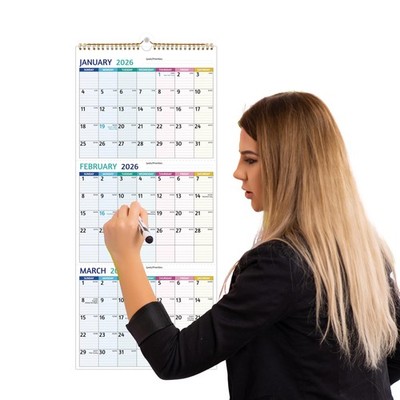 2025-2026 3-Month Vertical Wall Calendar Apr 2025-Jul 2026 11x26